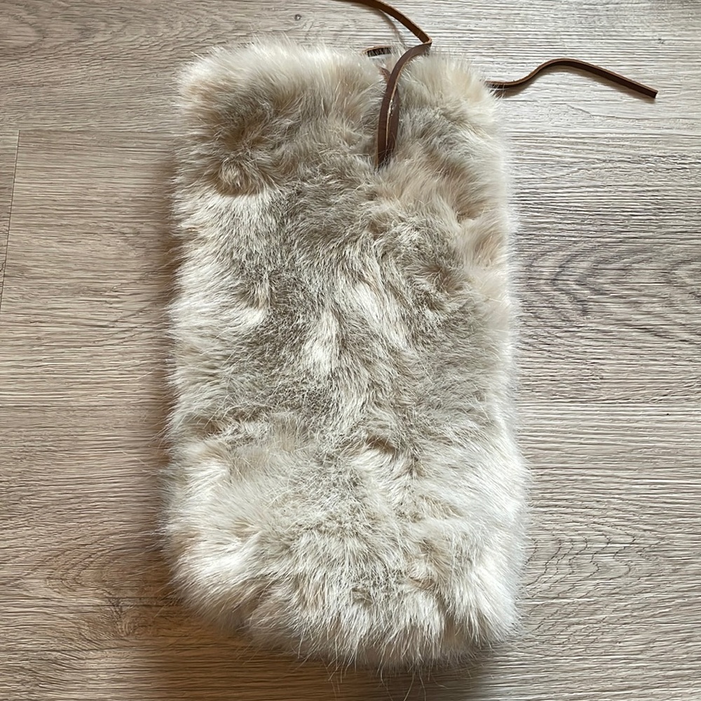 RH Restoration Hardware Ultra Faux Fur Collection Cream Beige Wine Bag